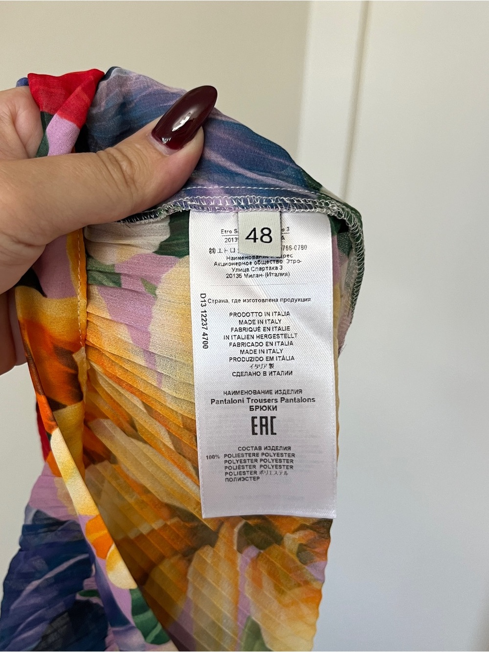 ETRO Floral-print plissé-chiffon straight-leg pants Size 48 - Picture 9 of 10